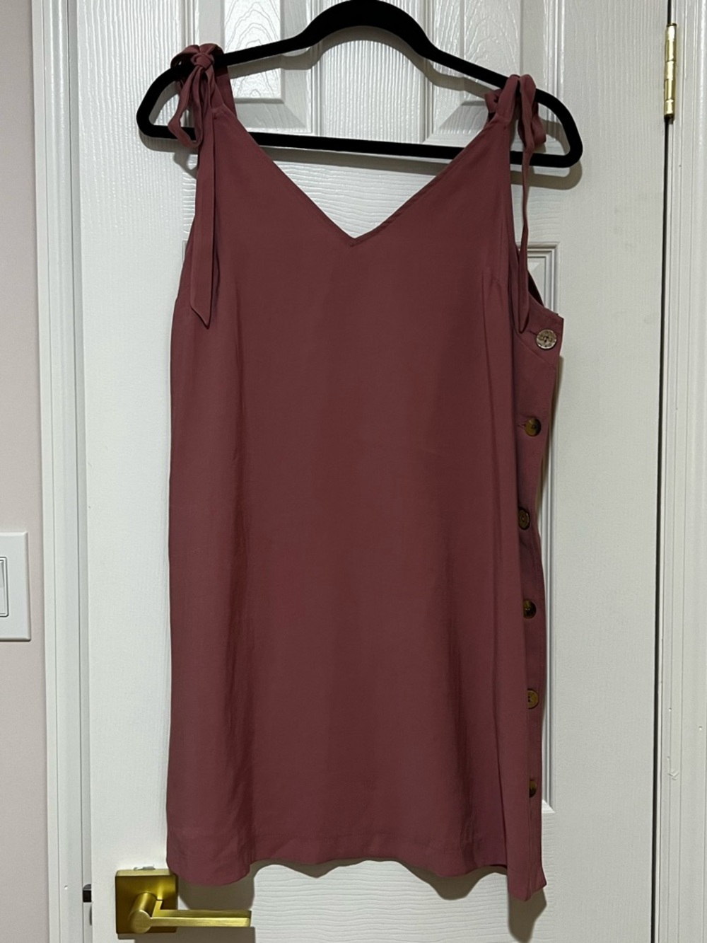 NWT 12 Topshop Dusty Rose Tie-Shoulder Side Button Shift Dress